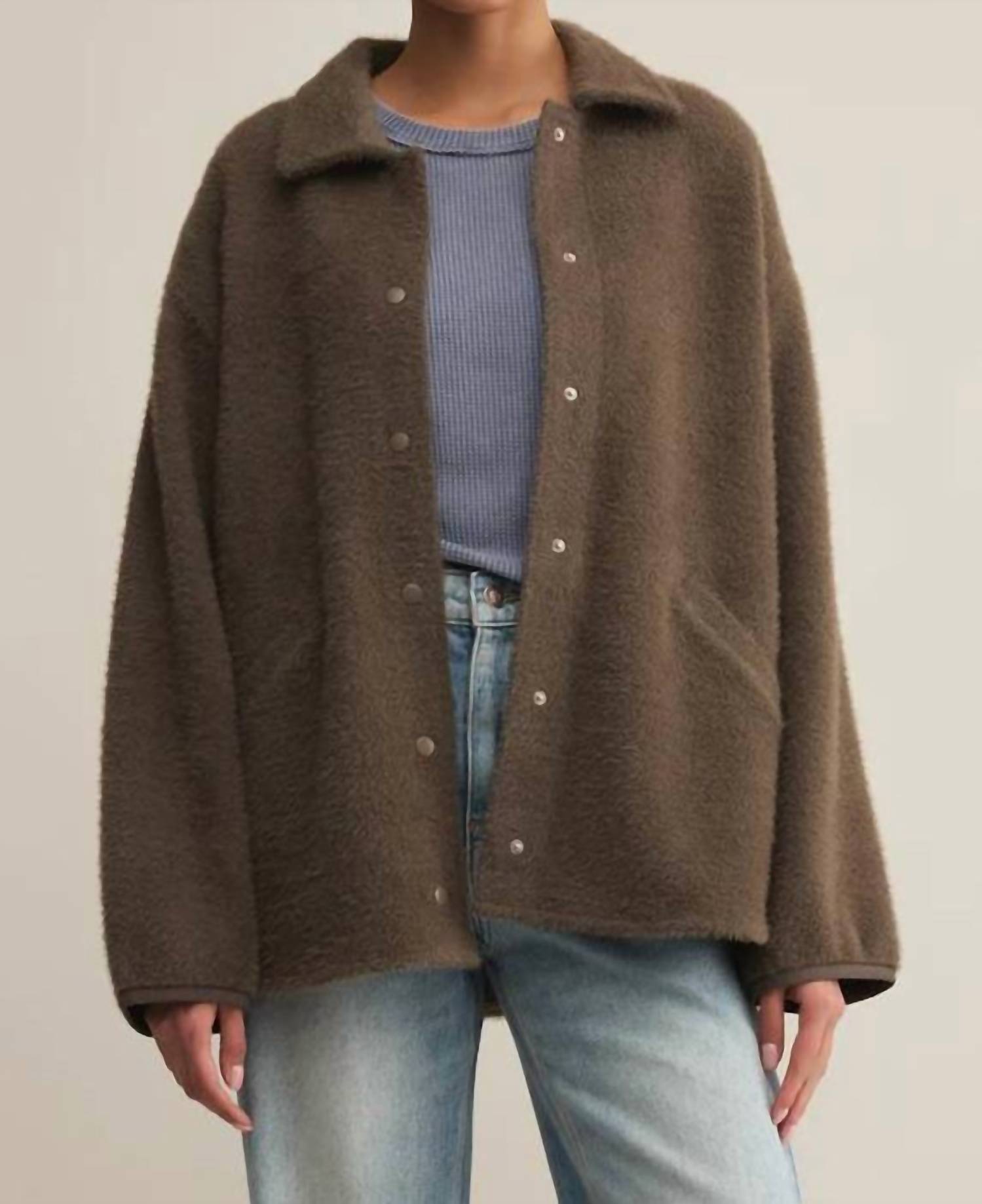 New Z Supply Bronx Sweater Knit Jacket In Tavern